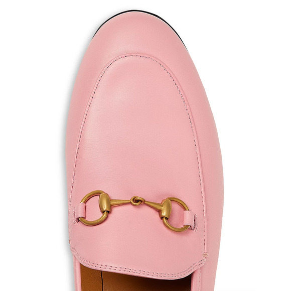 Gucci Jordaan Butterfly Pink Leather Gold Horsebit Mule Slipper Flat Loafer 42 - Picture 13 of 16